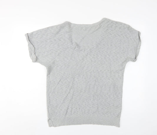 Tommy Hilfiger Women's Grey Knit T-Shirt, Size L, Casual