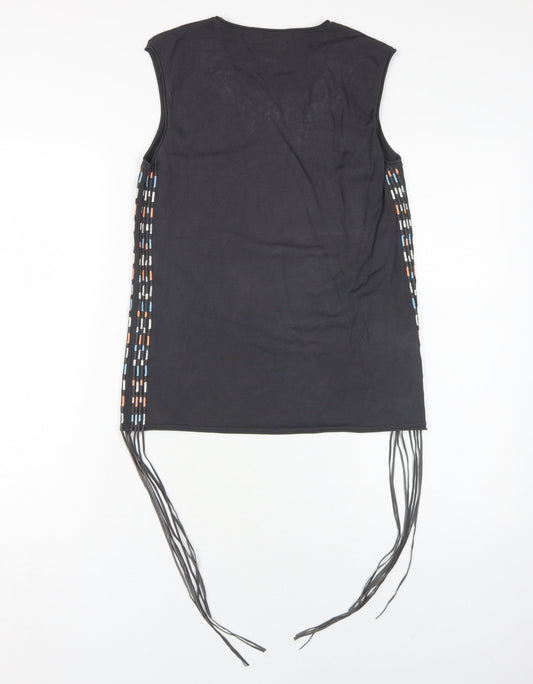 Whistles Women's Black Fringe Tank Top - Size S