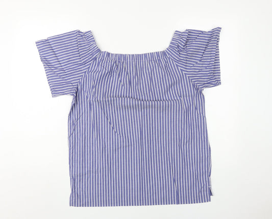 Banana Republic Women's Blue Striped Off-Shoulder Top XS