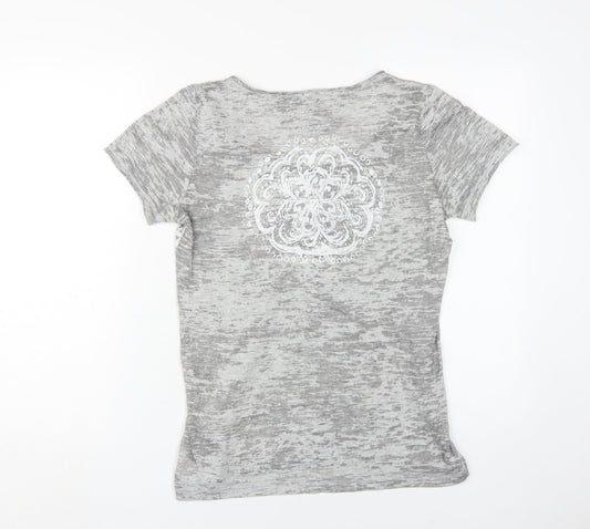 Calvin Klein Women's Grey V-Neck T-Shirt, Size S