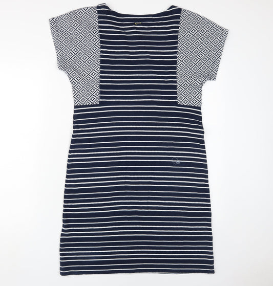 White Stuff Women's Blue Striped Shift Dress Size 10
