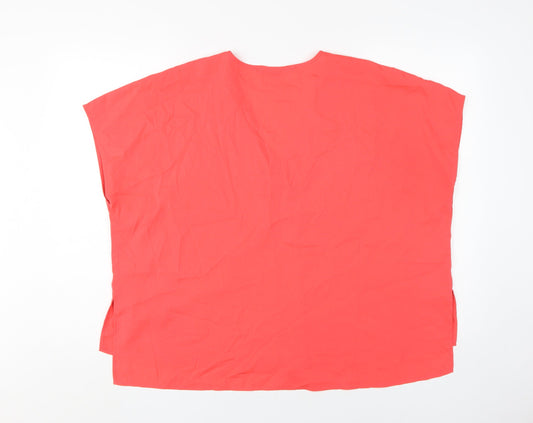 French Connection Women's Red V-Neck Basic T-Shirt M