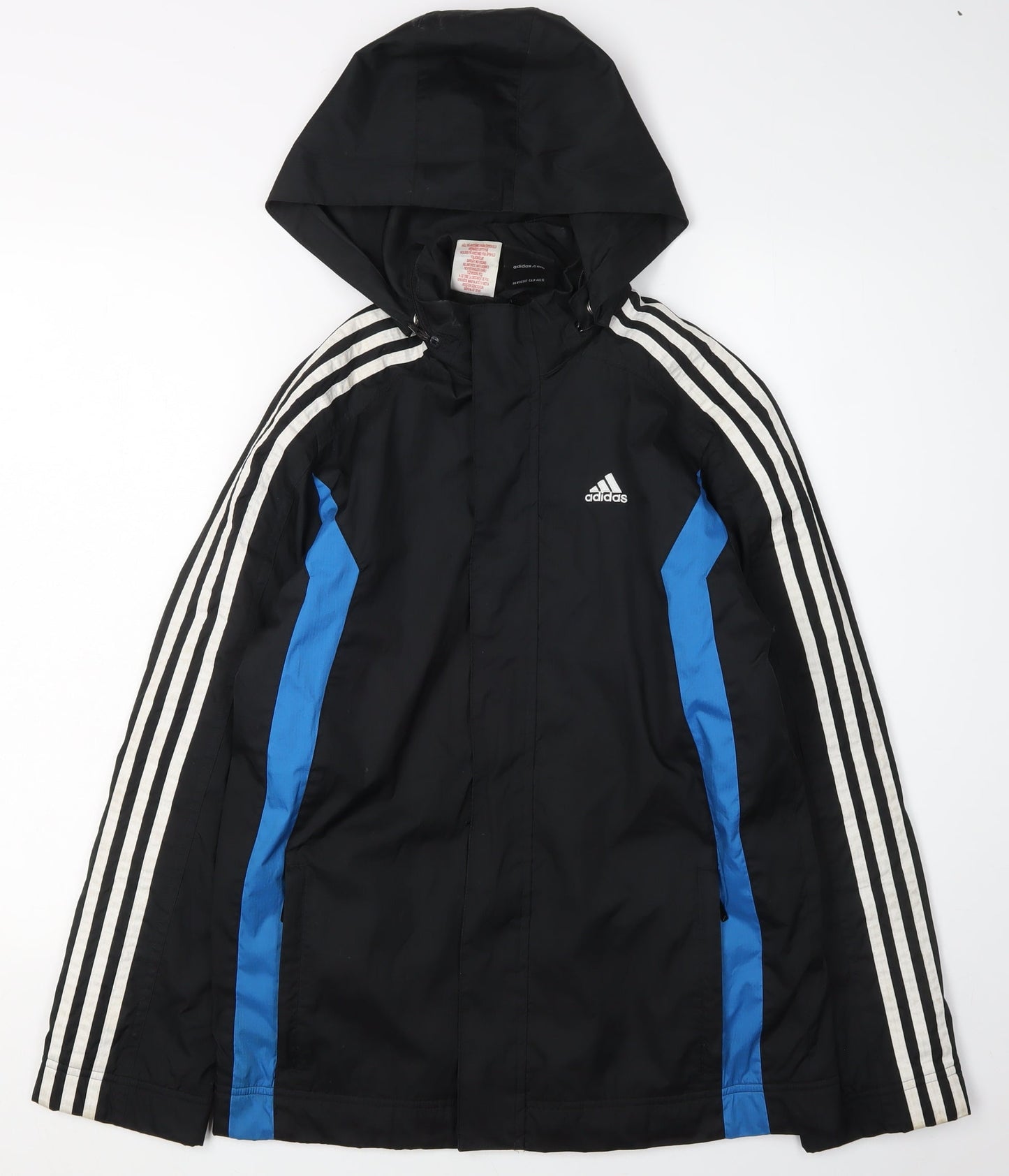 Adidas Men's Black Windbreaker Jacket, Size 164