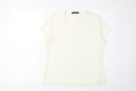 Womens UK Size L Alex & Co. Ivory Acetate Blend T-Shirt