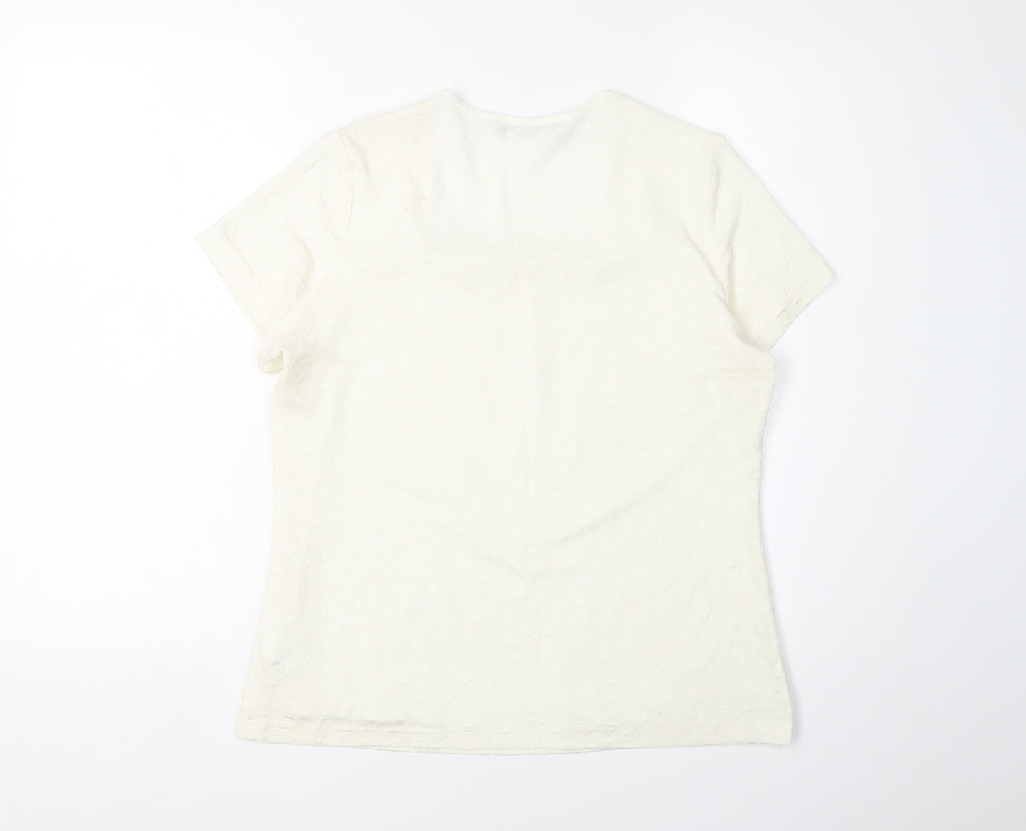Alex & Co. Women's Ivory T-Shirt, Large, Square Neck