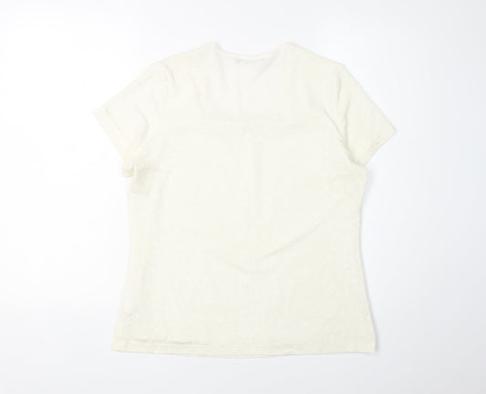 Alex & Co. Women's Ivory T-Shirt, Large, Square Neck