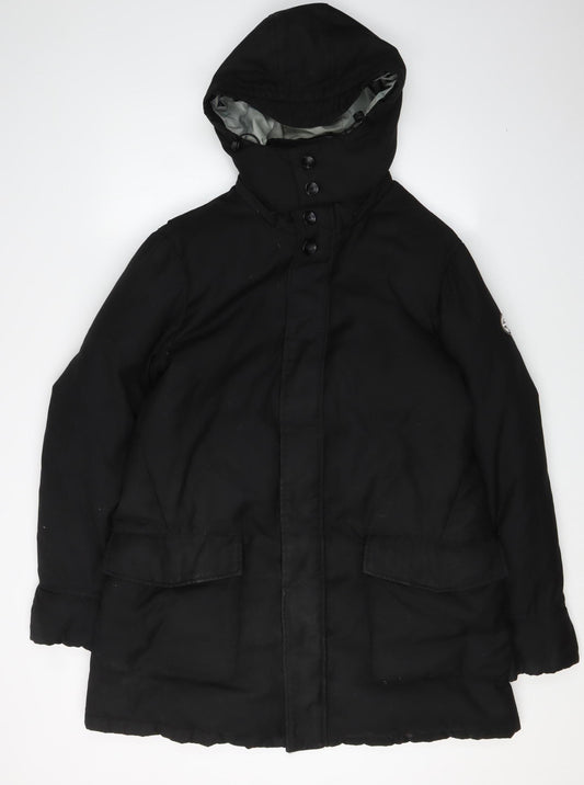 Armani Jeans Men's Black Parka Coat with Hood Size 52