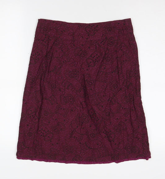 White Stuff Women's Purple Paisley Skirt, Size 8