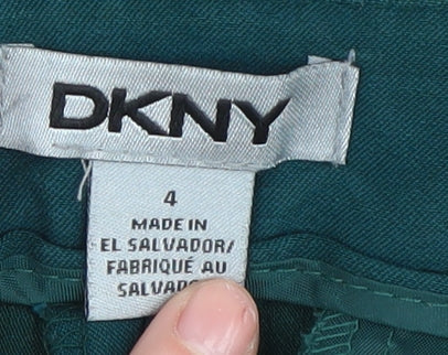 DKNY Women's Green Straight Trousers, Size 4, Casual Chic