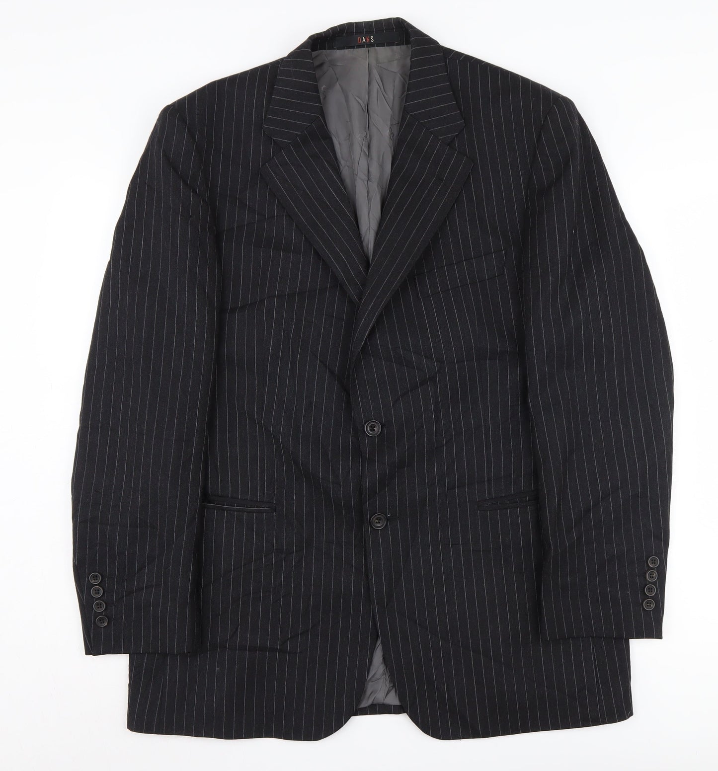 DAKS Men's Black Striped 40R Blazer Classic Style