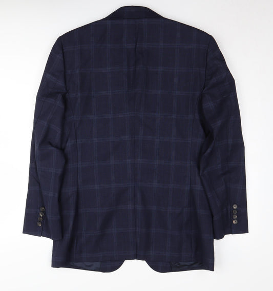 Reiss Men's Blue Check Blazer, Size 40, Classic Formal