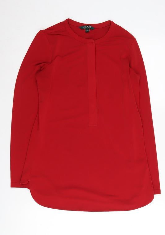Ralph Lauren Women's Red XS Basic Long Sleeve Blouse