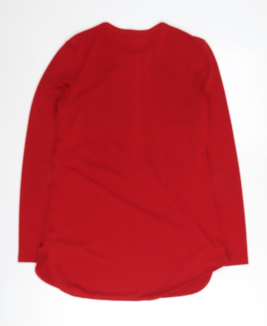 Ralph Lauren Women's Red XS Basic Long Sleeve Blouse
