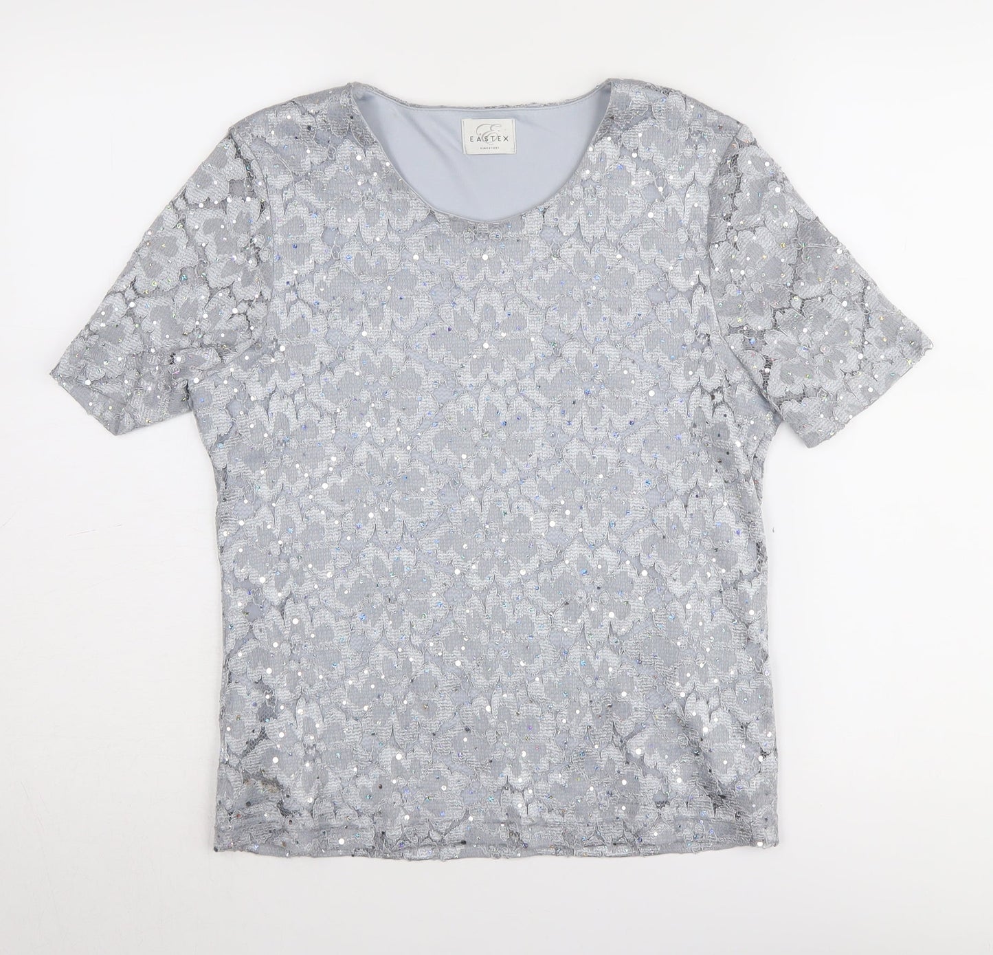 Eastex Women's Silver Sequin Party T-Shirt Size 10