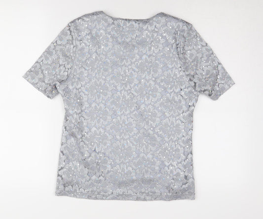Eastex Women's Silver Sequin Party T-Shirt Size 10
