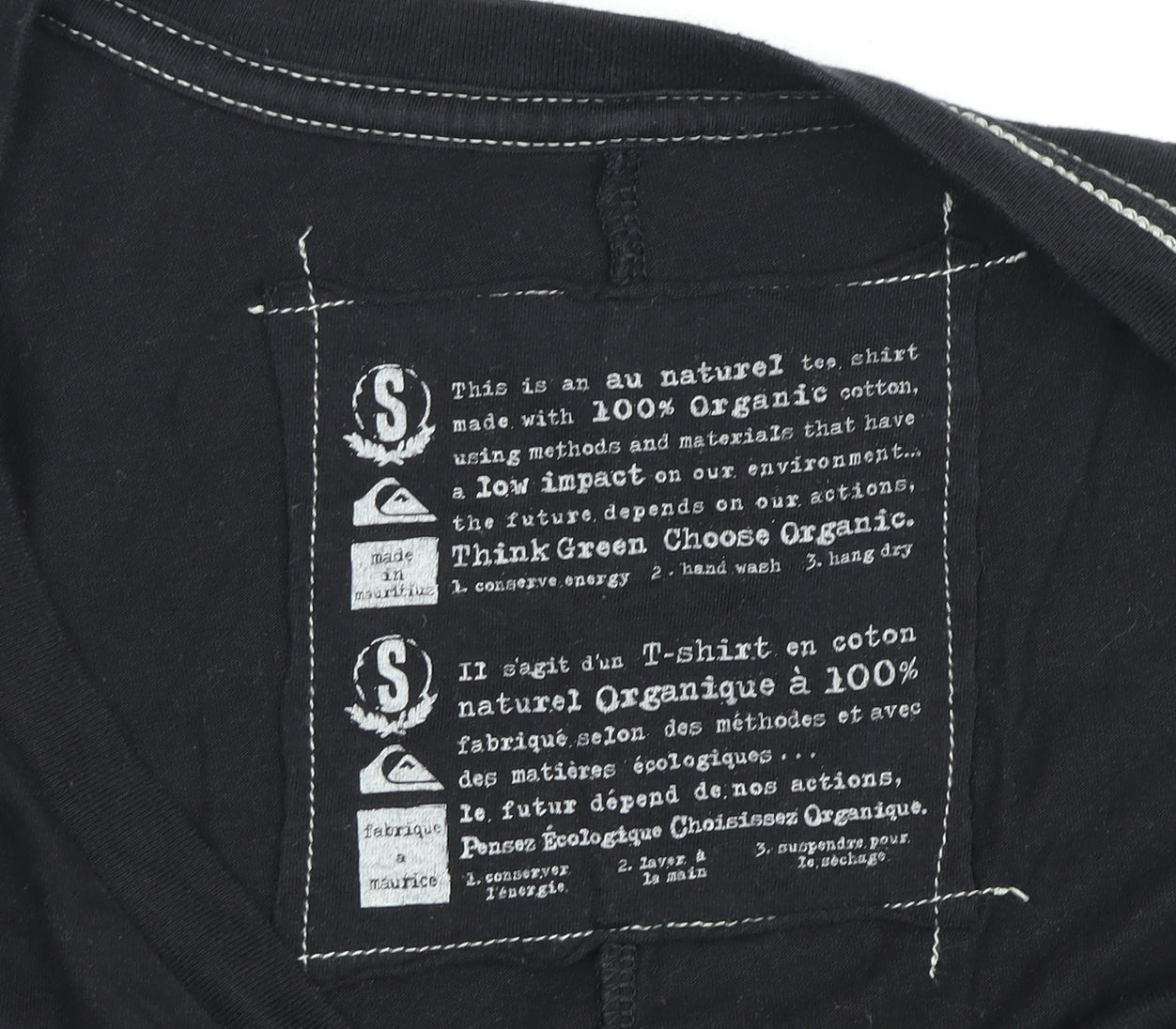 Quiksilver Black V-Neck T-Shirt Size S Unisex Casual