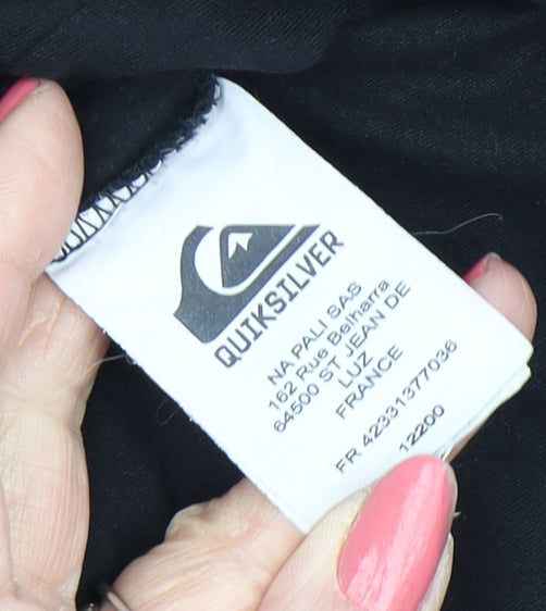 Quiksilver Black V-Neck T-Shirt Size S Unisex Casual