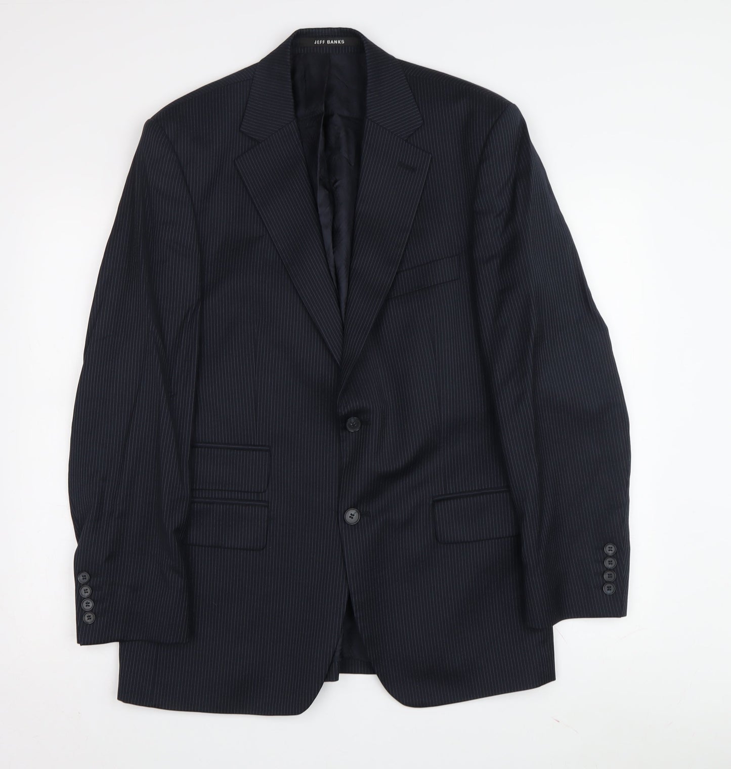 Jeff Banks Men's Black Pinstripe Blazer, Size 38R