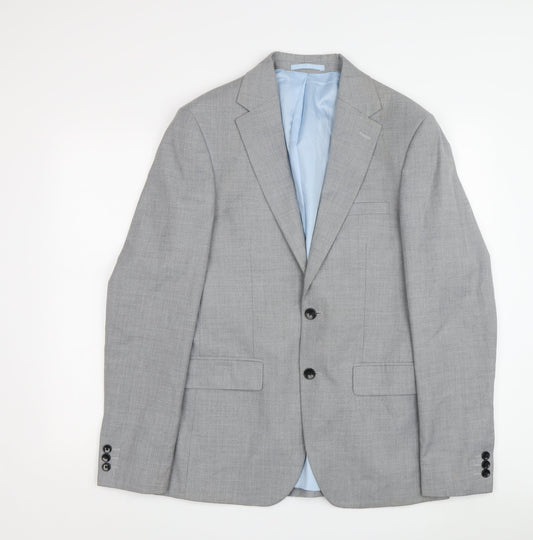 Moss London Men’s Grey Slim Fit Blazer, Size 38L