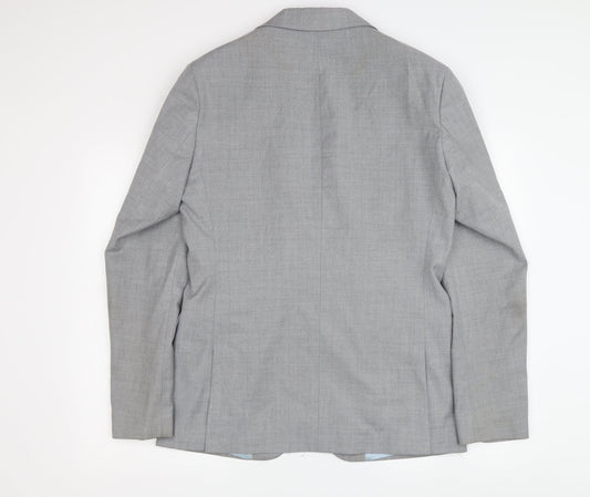 Moss London Men’s Grey Slim Fit Blazer, Size 38L