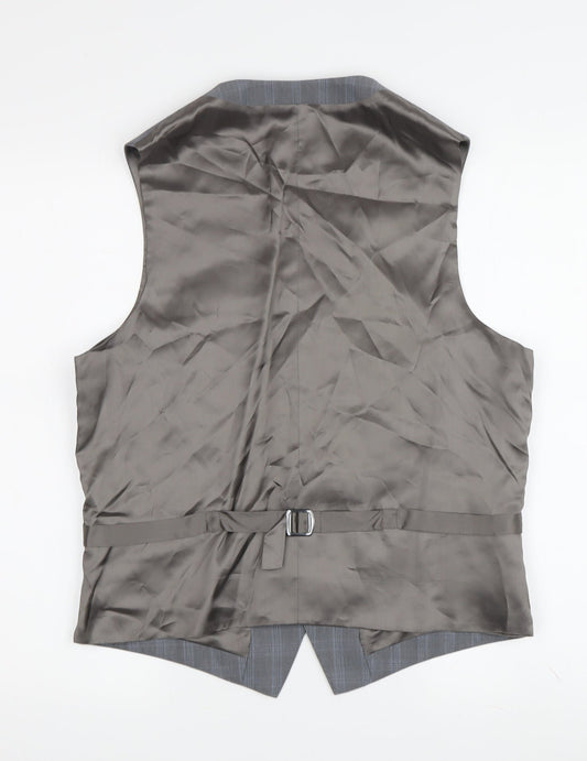 Jaeger Men's Grey Plaid Suit Waistcoat 38R