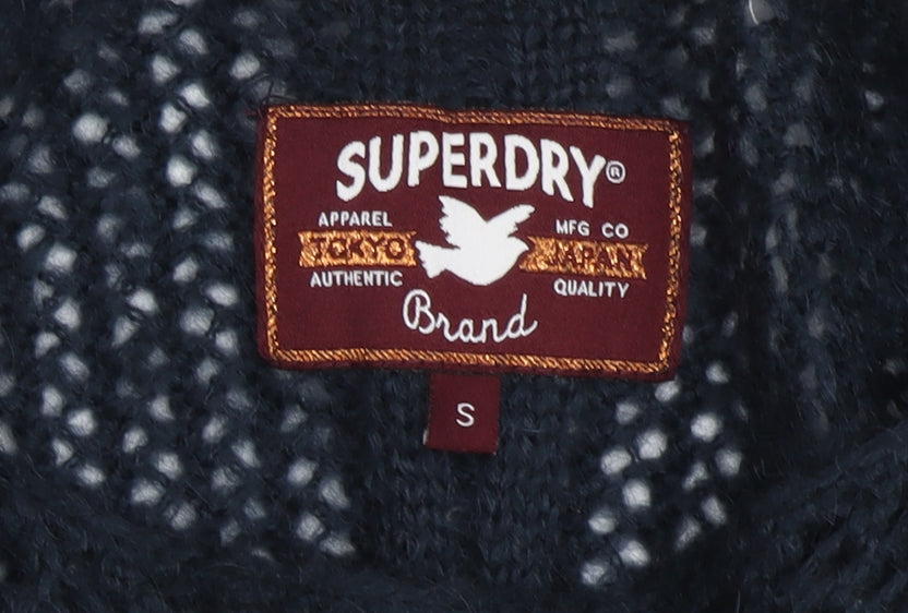 Superdry Women's Black Pullover Jumper, Size S, Scoop Neck