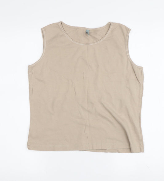 Hawkshead Beige Women's Tank Top Size 14 Cotton