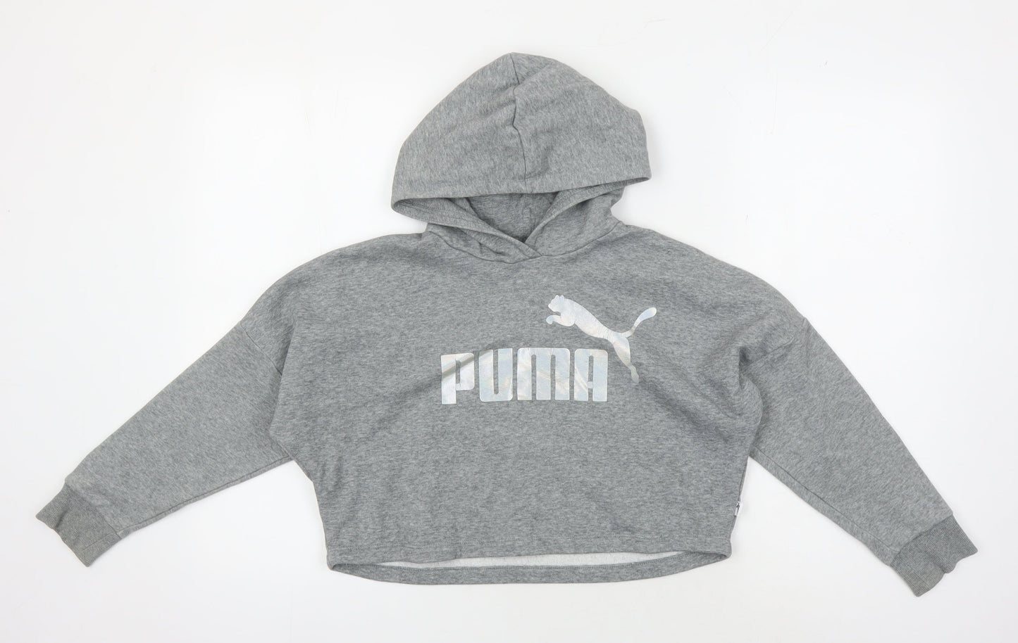 Puma Teens Grey Logo Pullover Hoodie, Size 9-10