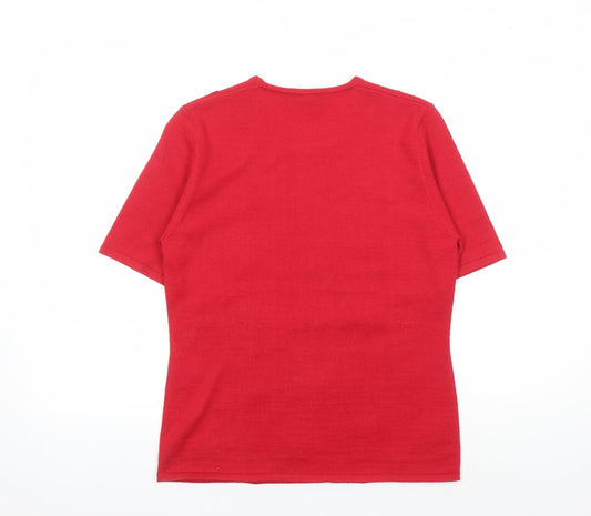 Jacques Vert Women's Red Sequin Knit T-Shirt S