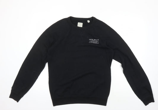 Jack Wills Black Men’s Logo Sweatshirt, Size S - Classic Fit