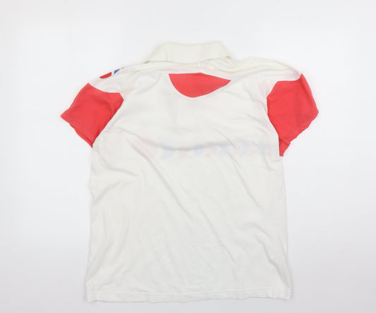 Puma Men's White Graphic Polo, Size 48, Short Sleeve