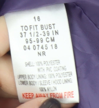 Peter Storm Women's Purple Jacket, Size 16, Water Resistant