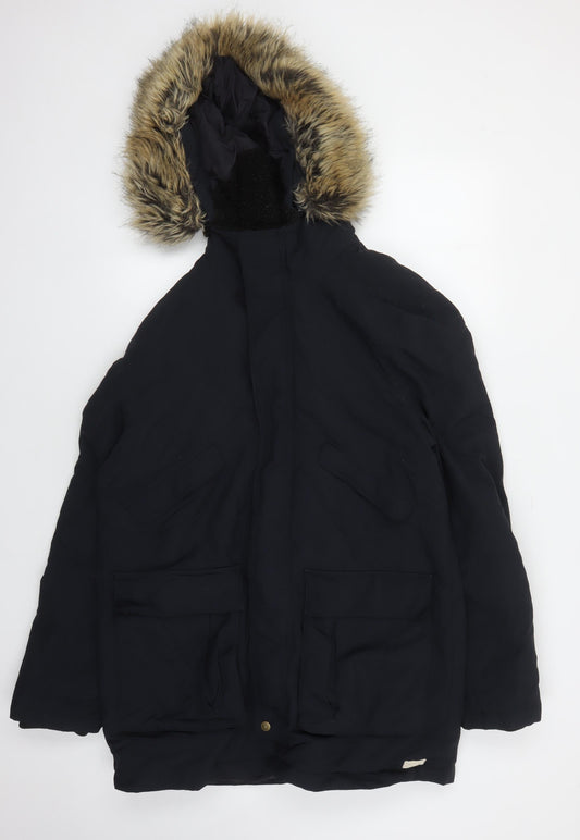 Jack Wills Men's Black Parka M Hooded Winter Jacket