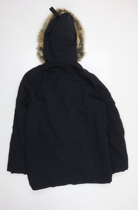 Jack Wills Men's Black Parka M Hooded Winter Jacket