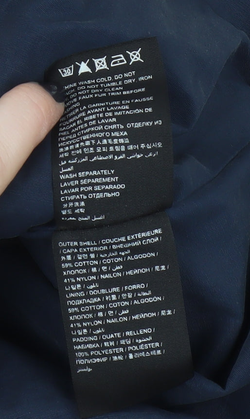 Superdry Women's Blue Fur Trim Hooded Waistcoat XS