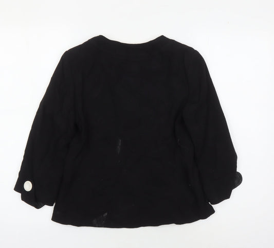 Laura Ashley Women Black Basic Jacket Size 8 Collared