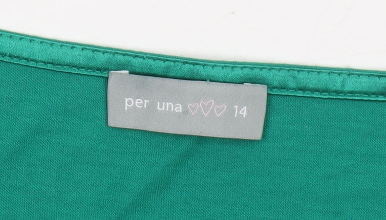 Marks and Spencer Women's Green Scoop Neck Top Size 14