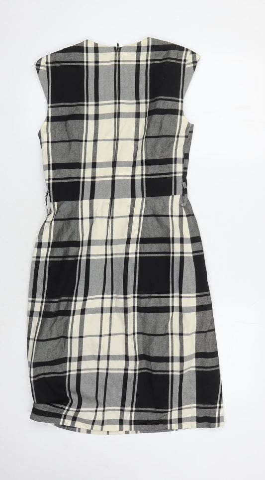 Hobbs Women's Black Grey Checked Wool Sheath Dress, Size 8