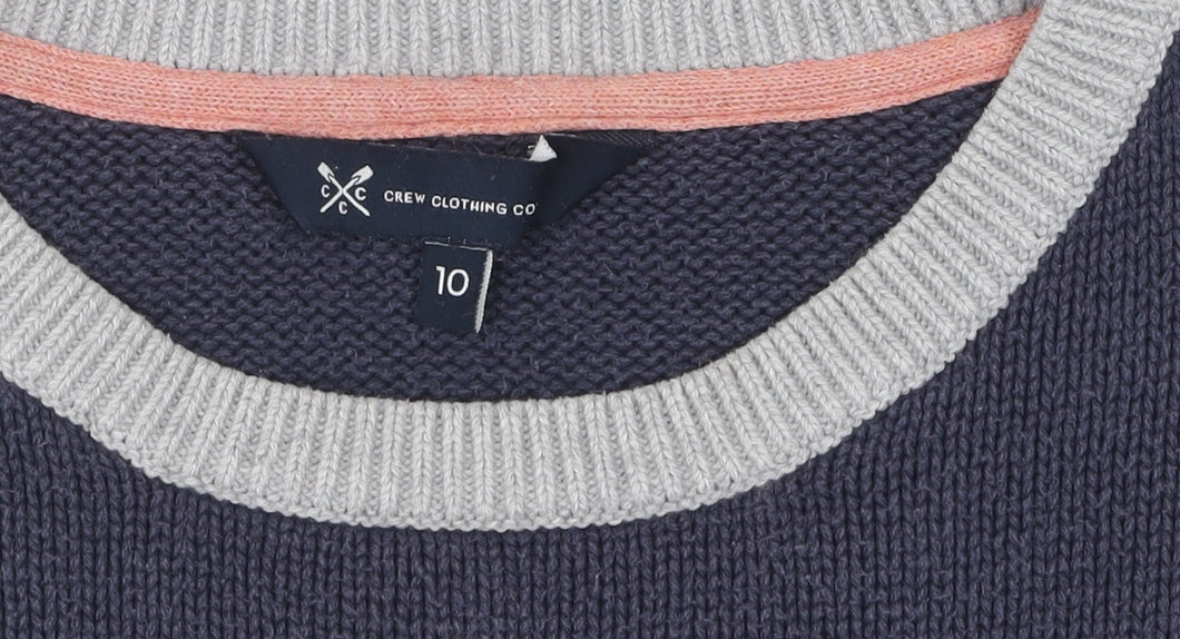 Crew Clothing Co Women's Blue Grey Striped Pullover Jumper Size 10