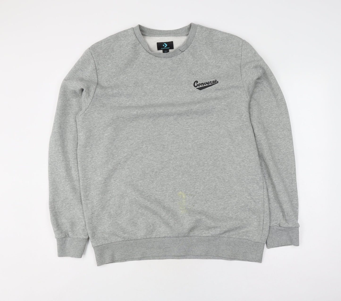 Converse Men's Grey Pullover Sweatshirt, L, Logo