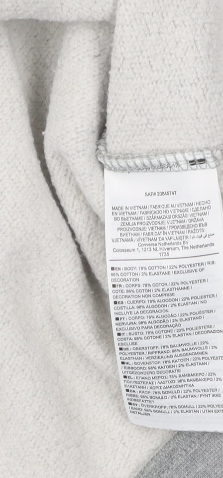 Converse Men's Grey Pullover Sweatshirt, L, Logo