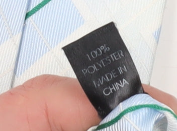 Brand and care label for Thomas Nash Men's Blue Plaid Check Polyester Tie