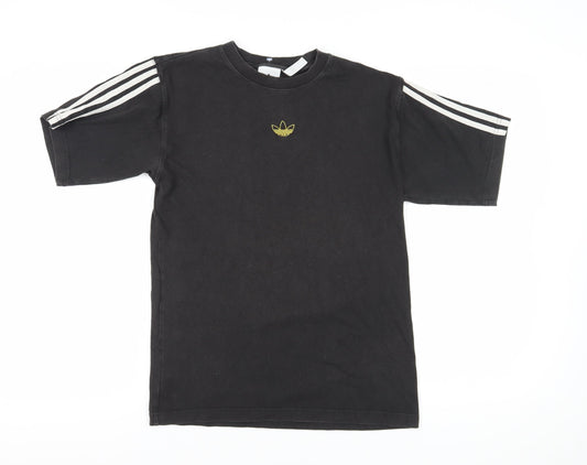 Unisex Adultss UK Size S adidas Black 100% Cotton T-Shirt