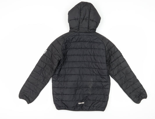 Jack Wolfskin Boys Black Puffer Jacket 8-9Yrs Hooded