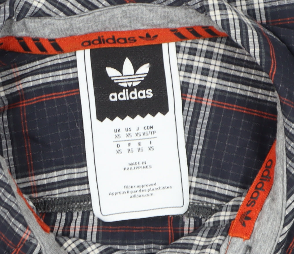 Brand and care label for Adidas Men's Multicoloured XS Plaid Long Sleeve Shirt