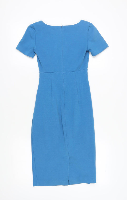 Boden Women's Blue Sheath Dress Size 4 Short Sleeve