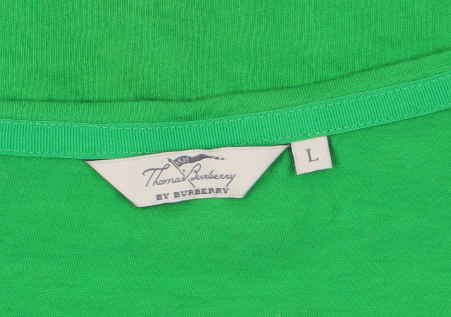 Burberry Women's Green Basic Tee, L, Casual Style