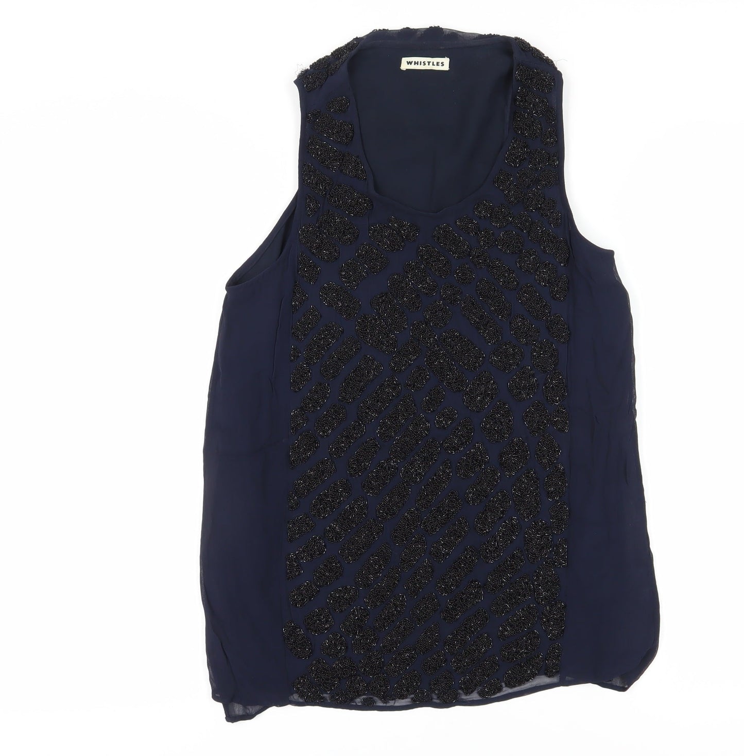 Whistles Women's Blue Sequin Tank Top, Size 8