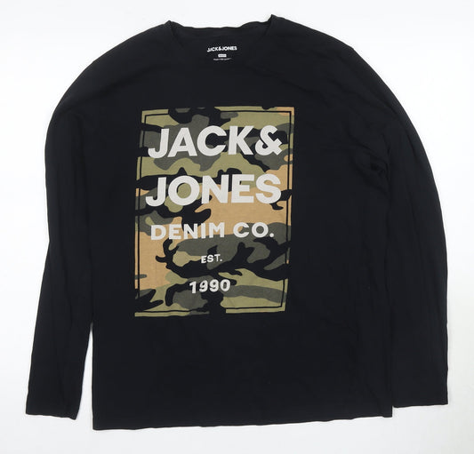 Jack & Jones Men's Black XL Slim Fit T-Shirt