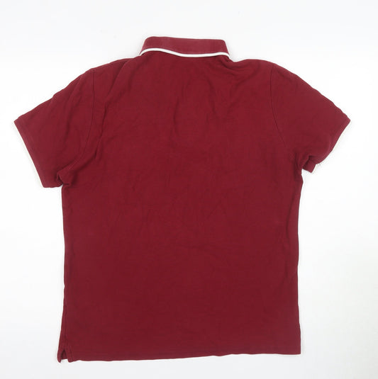 BeSarna Men's Red Polo Shirt M Cotton Casual